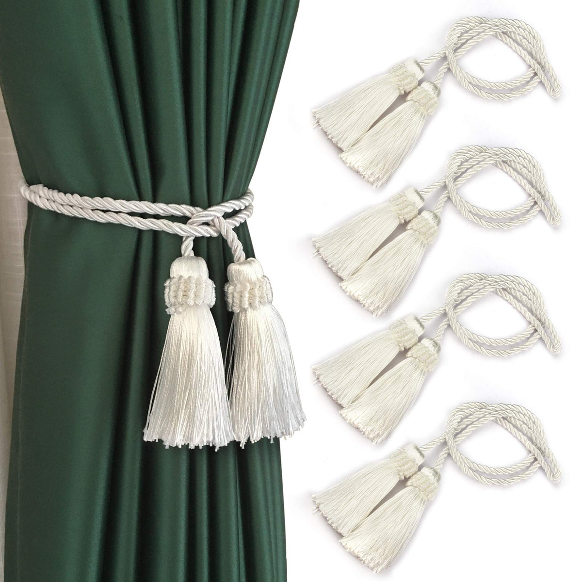 Curtain Tiebacks Handmade Curtain Holdbacks Rope with Tassel