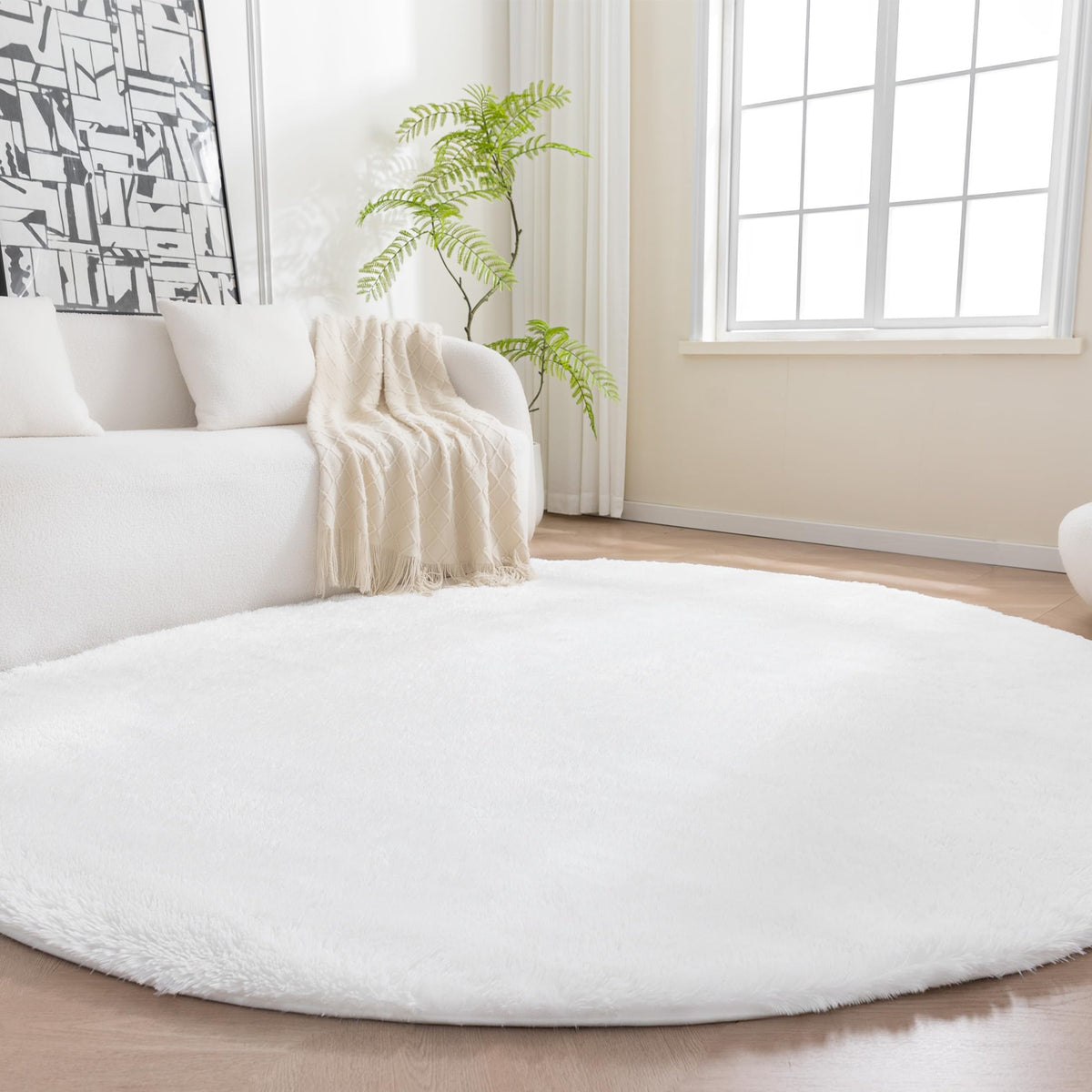Amazon Basics Fluffy Washable Area Rug, Shaggy Carpet for Living Room, Bedroom, 5' W × 7' L, Pink