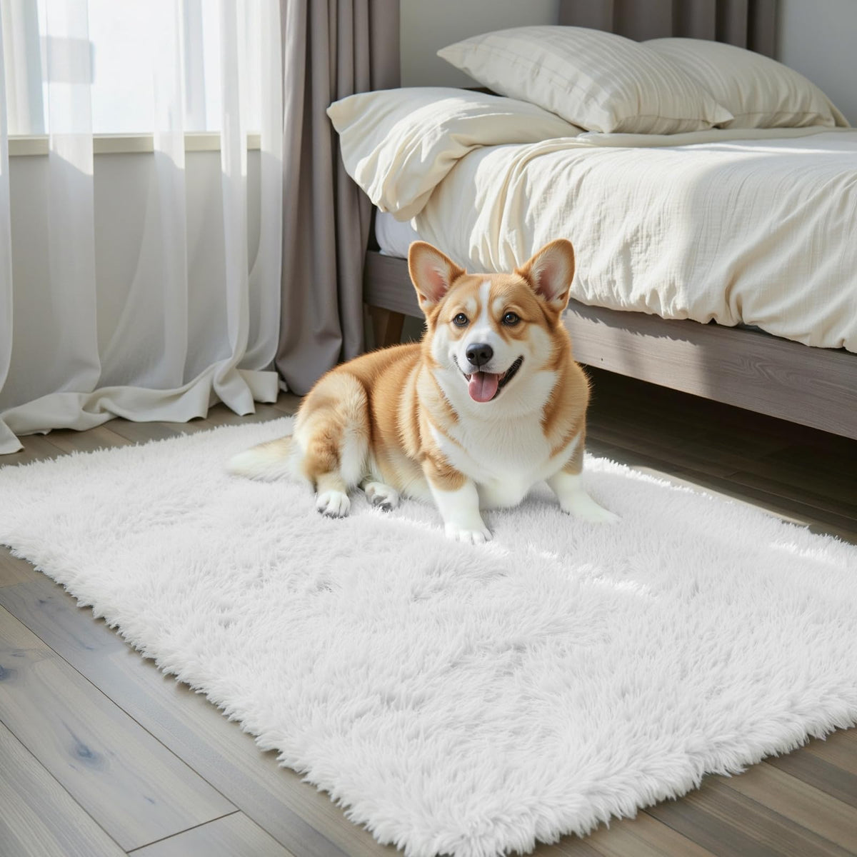 8x10 Area Rugs for Living Room,Cream Large Shaggy Carpet Plush Furry Rug