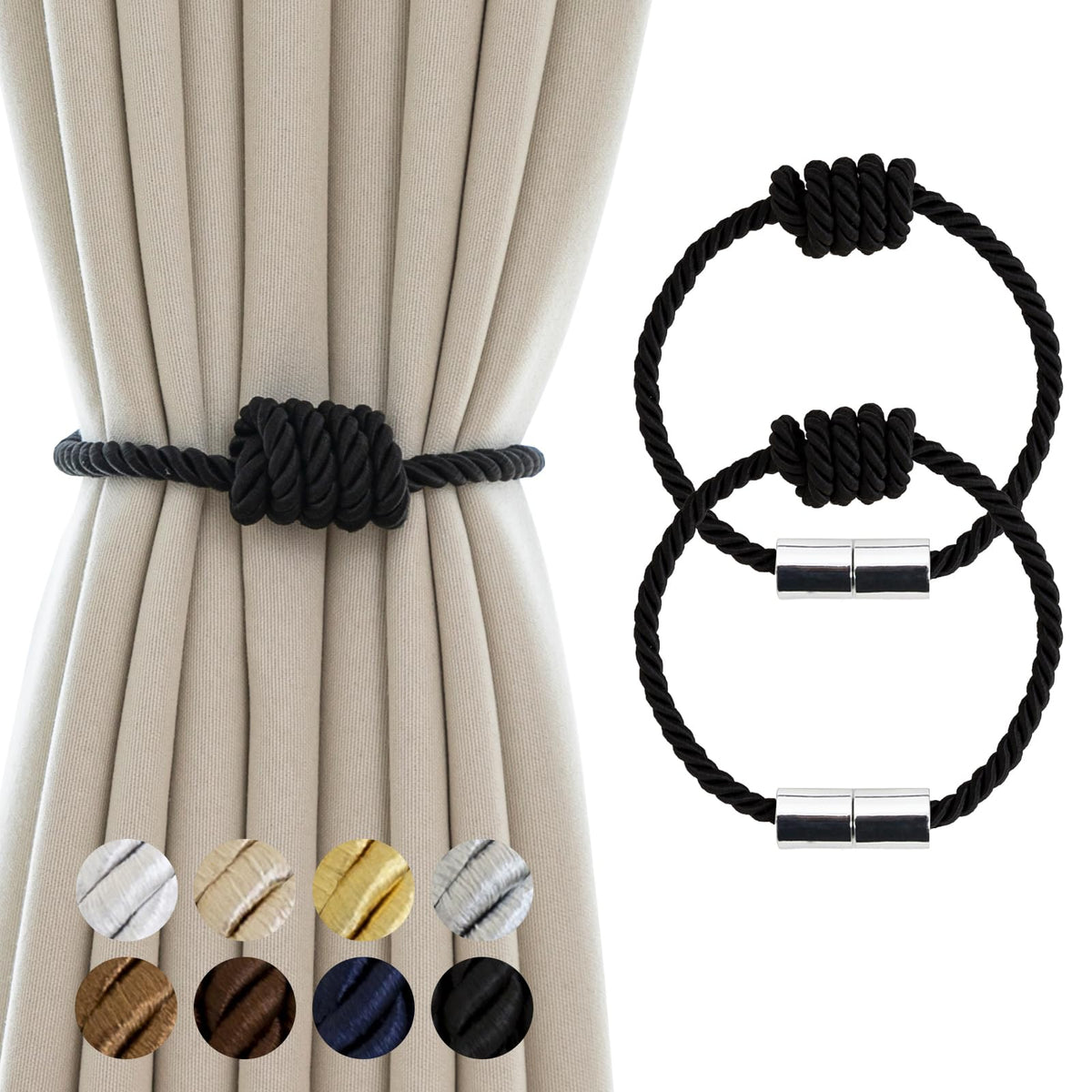 Curtain Tiebacks Magnetic Decorative Rope Tie Backs Holdbacks Contoeey