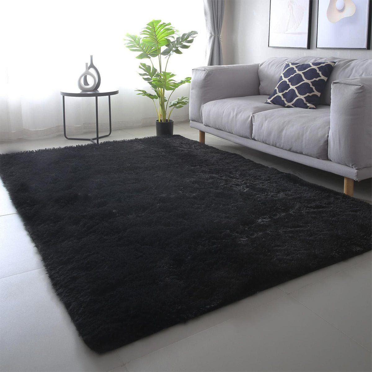 CAIYUECS White Fluffy Bedroom Rug 5x7 – Ultra Soft Shag Dorm Decor