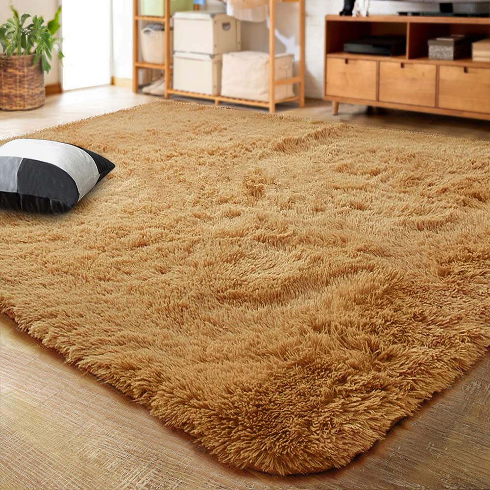 LOCHAS Area Rugs Fluffy Living Room Carpets for Kids Bedroom 6x9, Cream