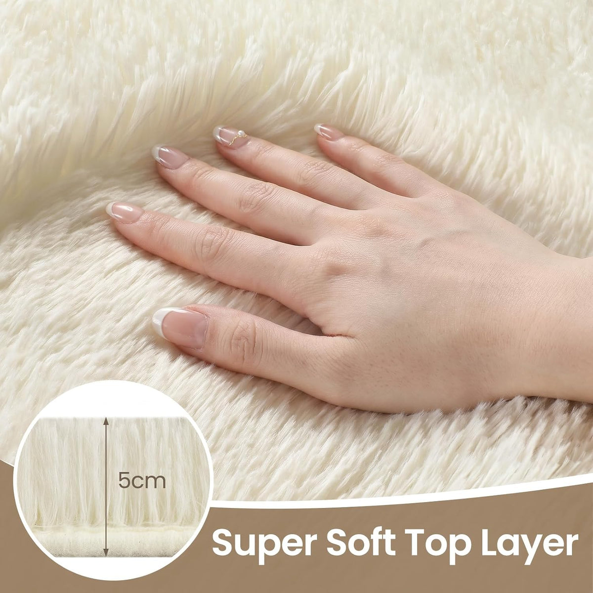 Sour Lemon 8x10 Area Rugs for Bedroom Living Room, Fluffy Shag Cream