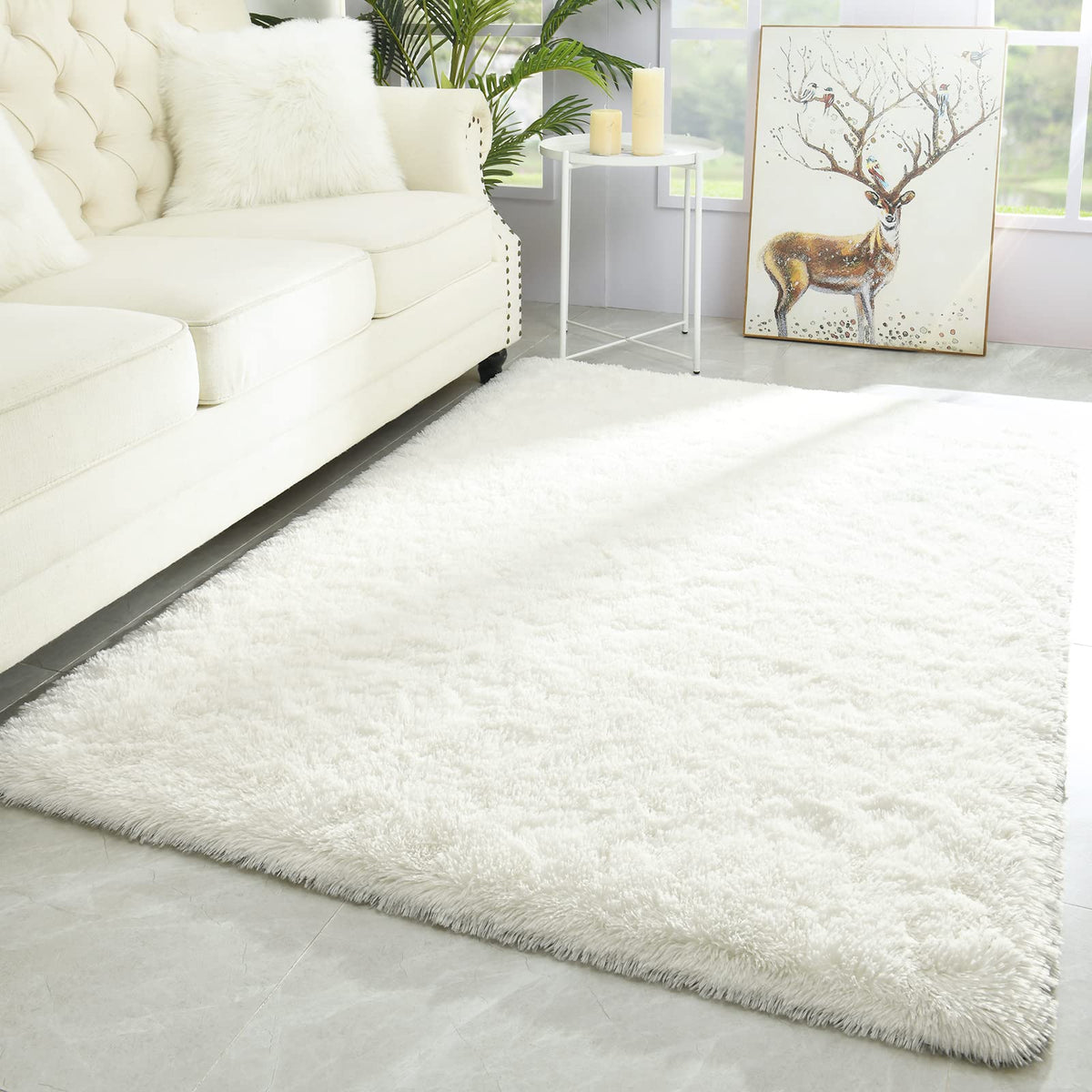 Merelax Soft Modern Indoor Large Shaggy Rug for Livingroom Bedroom Dorm Kids Room Home Decor, Non-Slip Plush Fluffy Furry Fur Area Rugs Comfy Nursery Accent Floor Carpet 9x12 Feet, Black