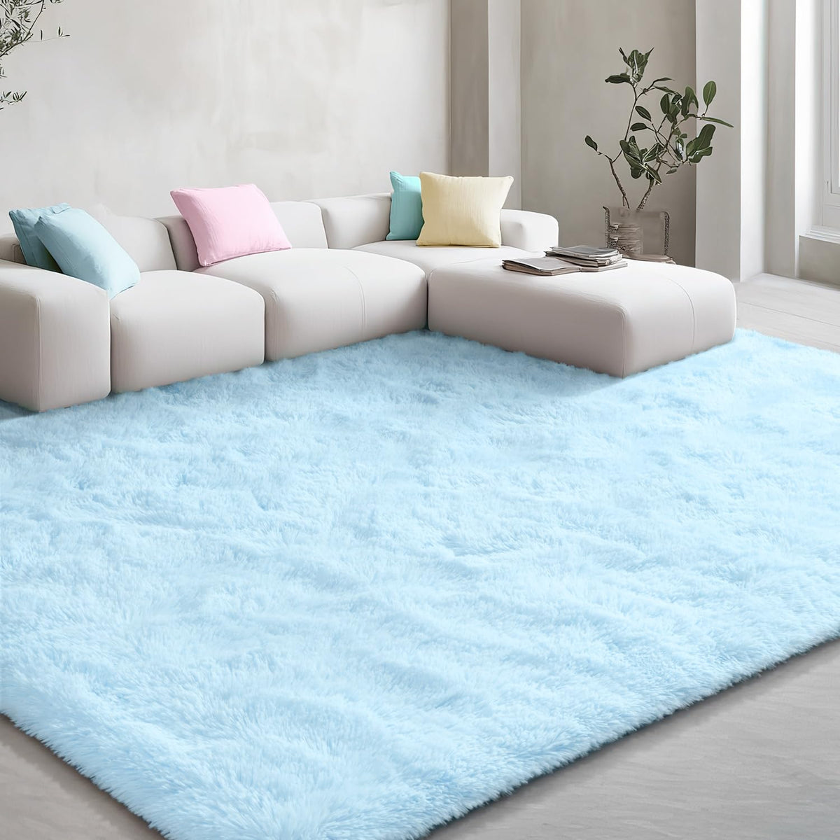 EVOIONOS Pink Round Rug for Bedroom, 4x4 Ft Fluffy Soft Circle Area Rugs for Living Room, Plush Shaggy Circular Carpet for Indoor Floor Bedside Girls Nursery, Machine-Washable Home Decor Aesthetic
