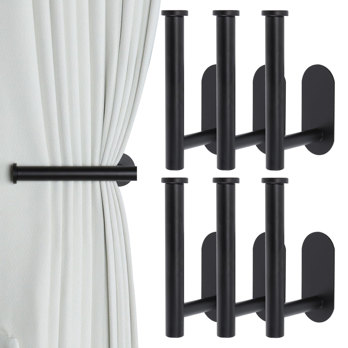Groleca 2 Pack Adhesive Curtain Holdbacks Curtain Tie Backs, Gold