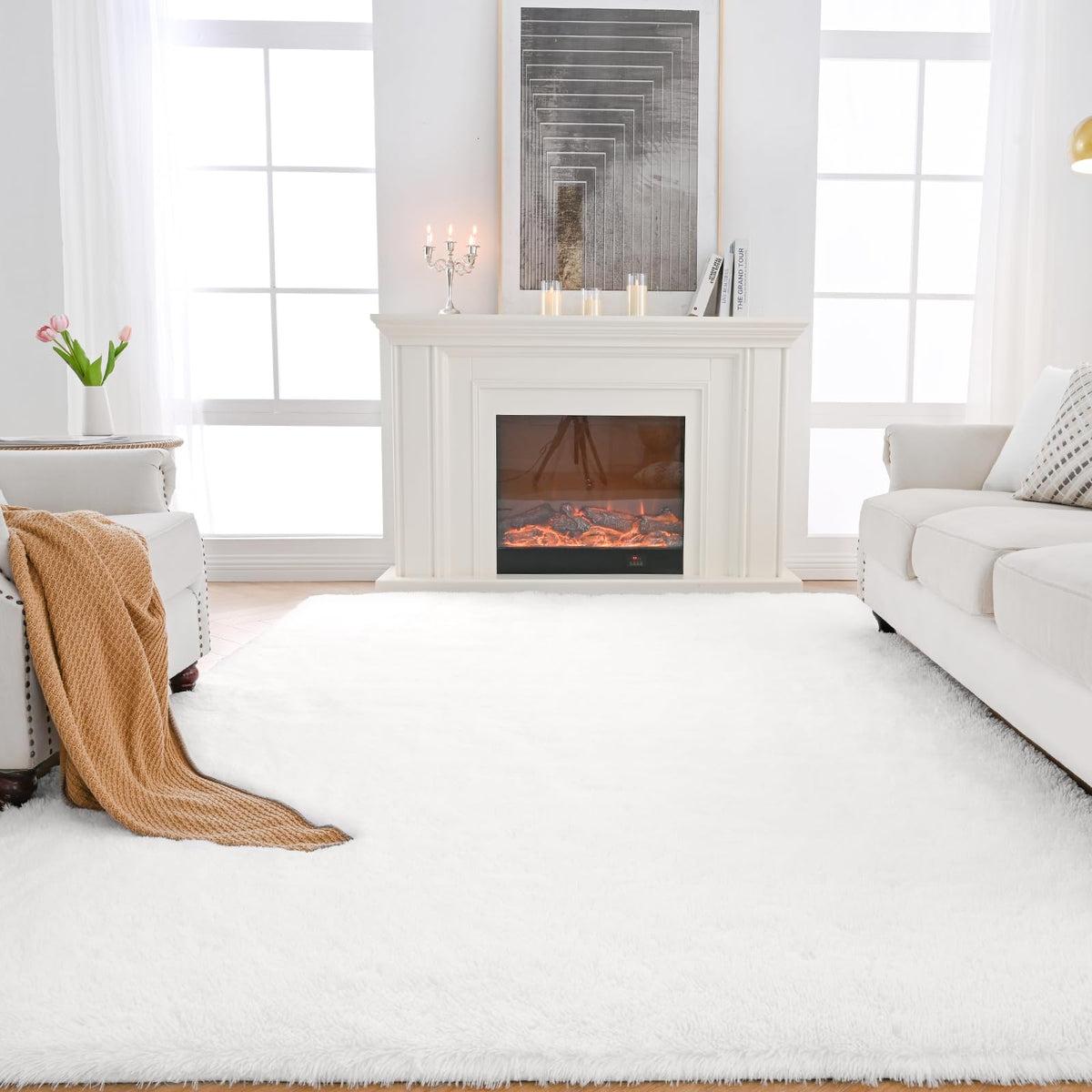 Grey Shag Rug for Living Room 6x9 - Soft Fluffy Plush Area Carpet