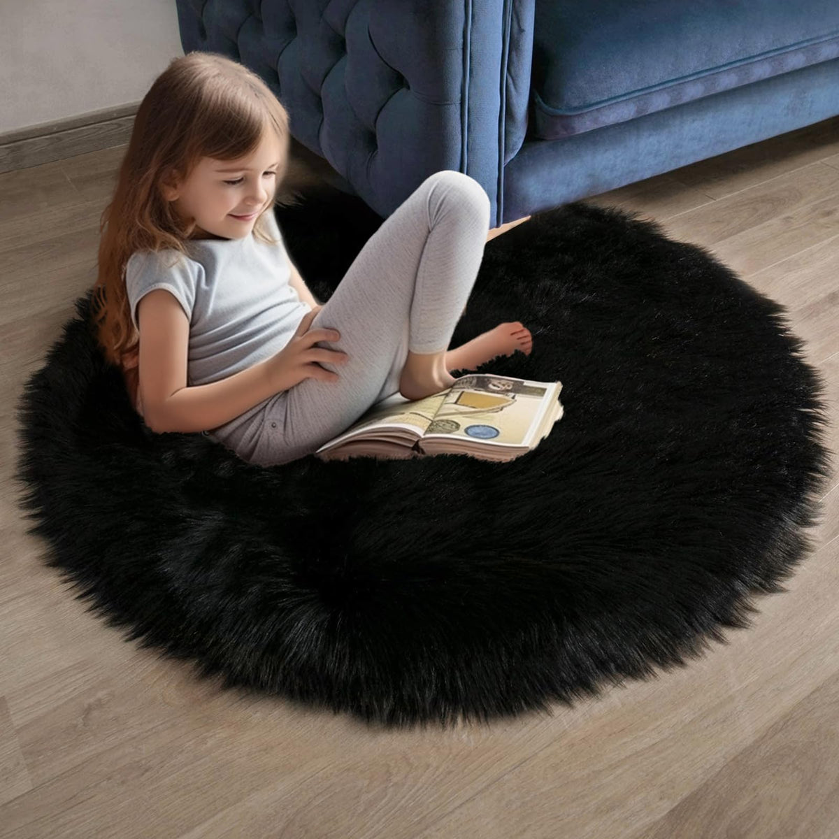 Ashler Faux Fur Rug, White, 2 x 6 Ft, Machine Washable