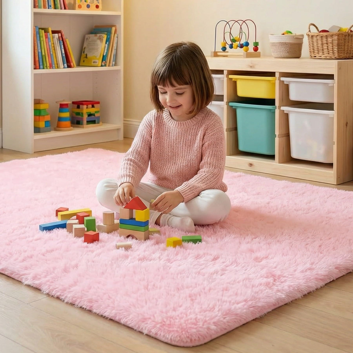 duduta Navy Blue Fluffy Bedroom Rug 3x5 ft, Tie-Dye Shag Plush Area Rug
