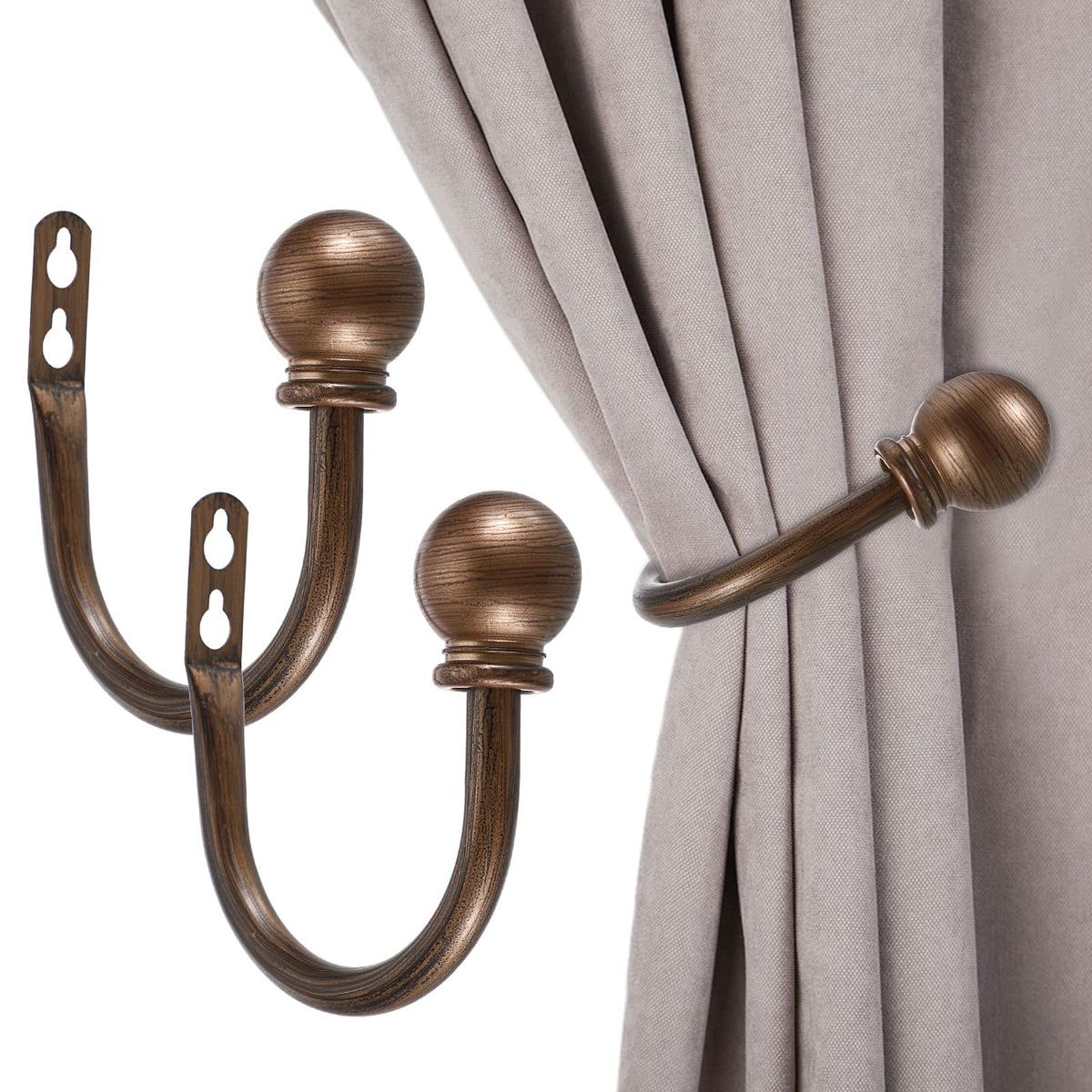 Sumnacon Curtain Holdbacks 2 Pcs Wall Mounted Curtain Tiebacks,White