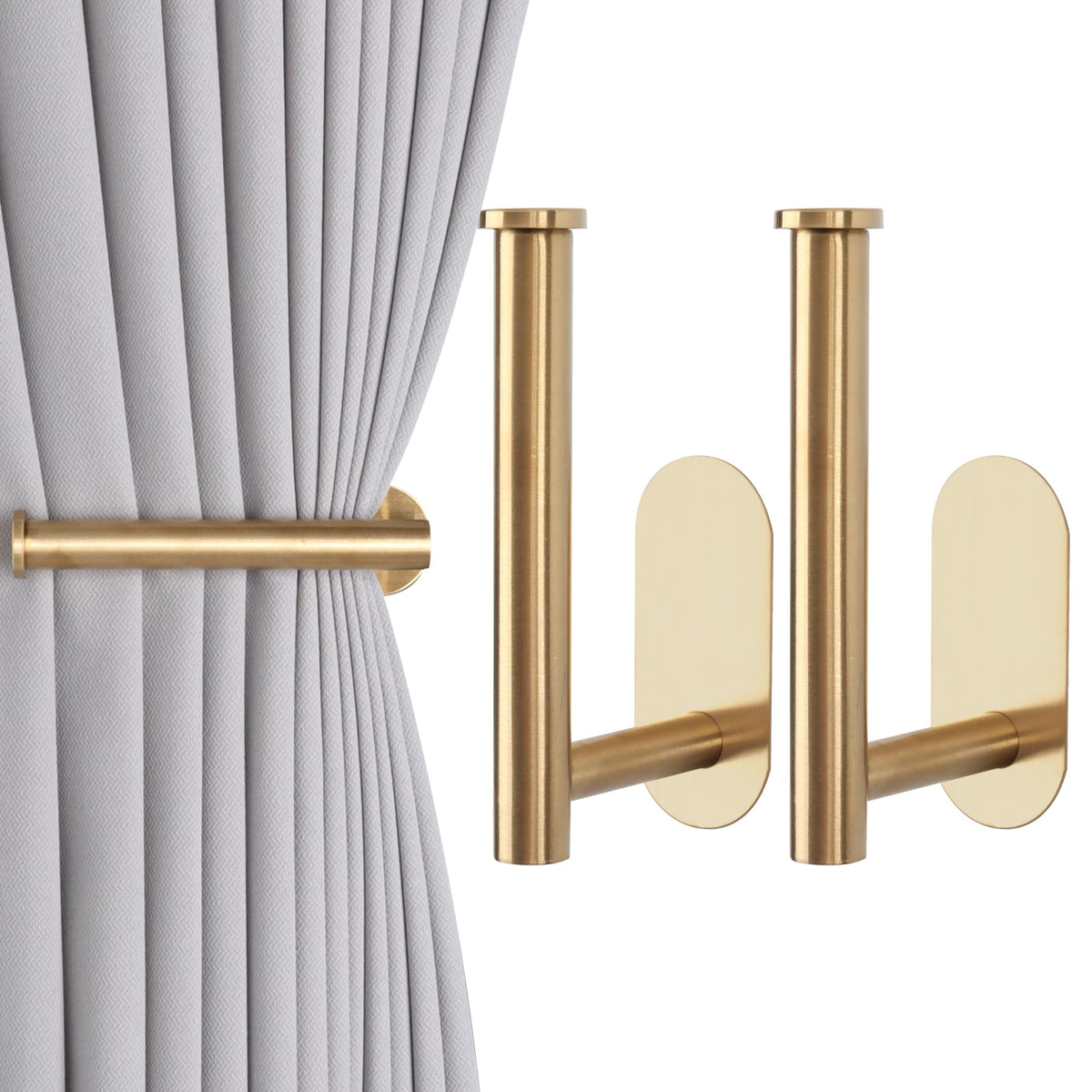 Groleca 2 Pack Adhesive Curtain Holdbacks Curtain Tie Backs, Gold