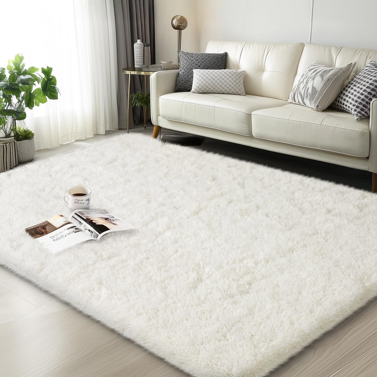 Mugorn Small Soft Shag Rugs for Bedroom, 4x6 Fluffy Area Rugs for Living Room