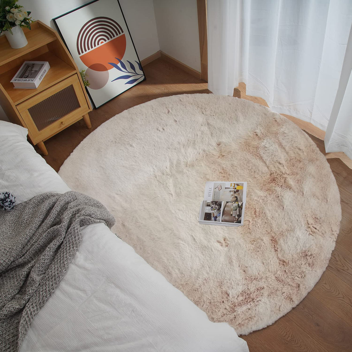 Ghouse White 8x10 Area Rug Fluffy Faux Rabbit Fur Rug White Plush Shag Rug for Living Room Bedroom, Playing Room, Nursery Room