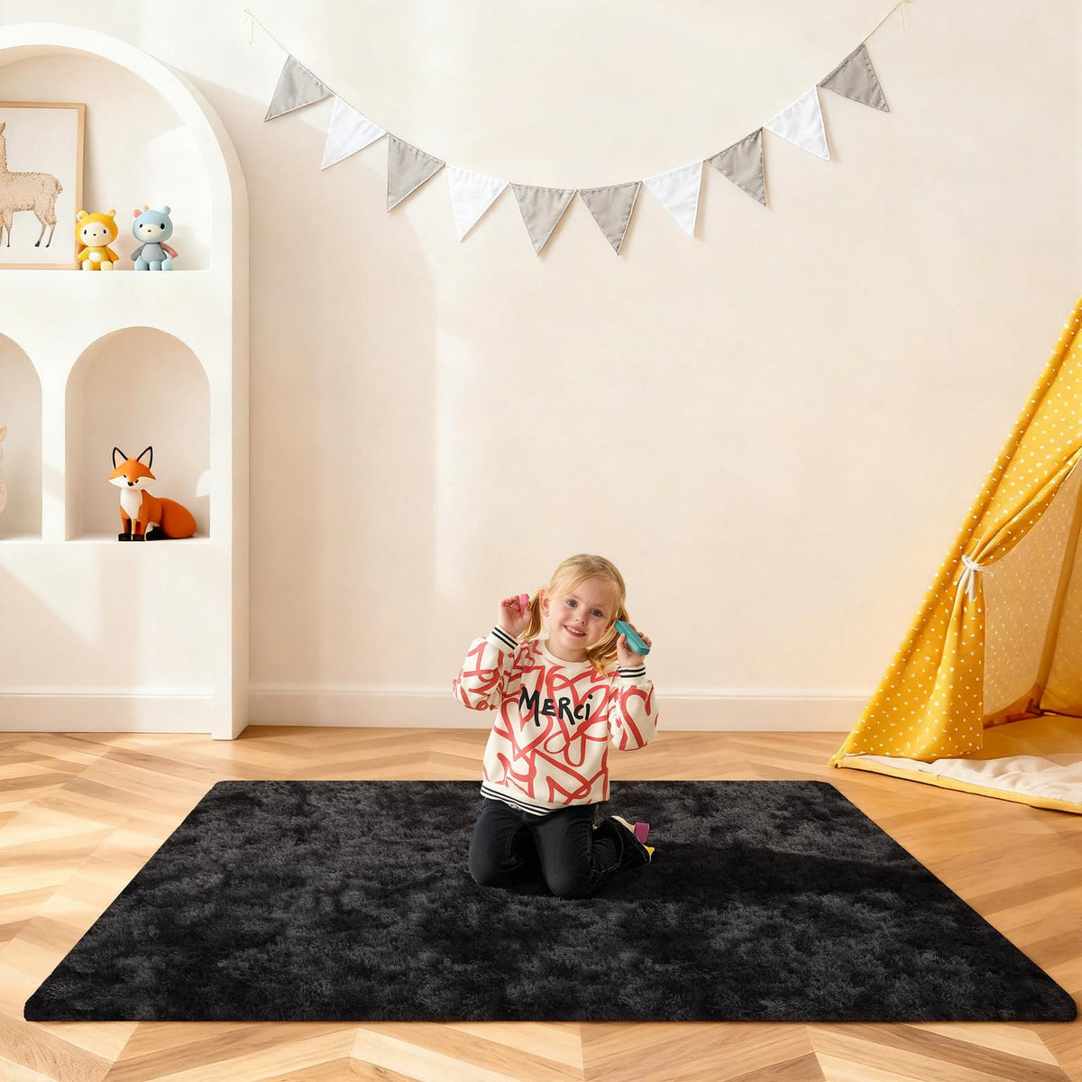 5x7 Large Fluffy Area Rugs for Living Room Bedroom, Light Tan