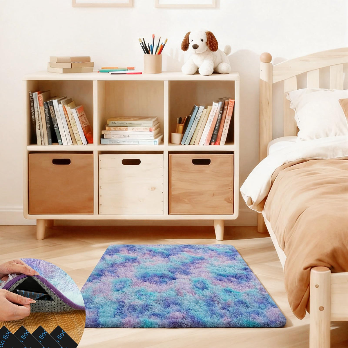 5x7 Large Fluffy Area Rugs for Living Room Bedroom, Light Tan