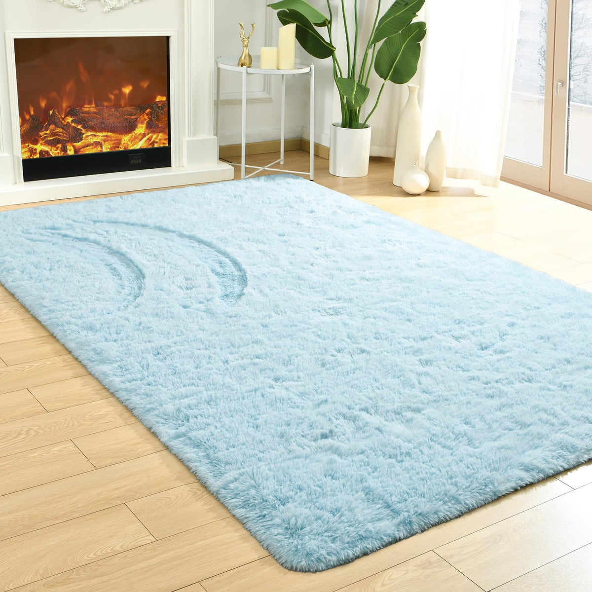Merelax Soft Modern Indoor Large Shaggy Rug for Livingroom Bedroom Dorm Kids Room Home Decor, Non-Slip Plush Fluffy Furry Fur Area Rugs Comfy Nursery Accent Floor Carpet 9x12 Feet, Black