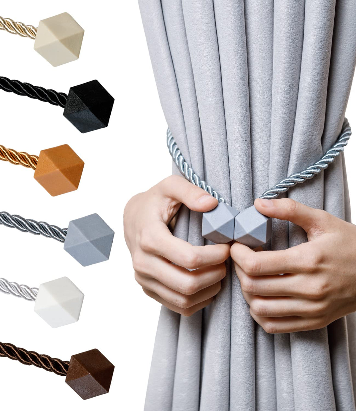 NazTur Magnetic Curtain Tiebacks, Curtain Ties, No-Drill Holdbacks (2 Pack)