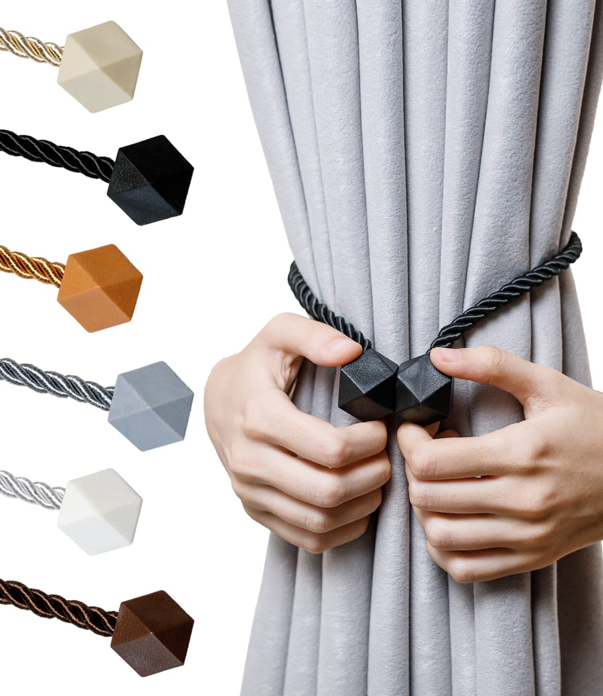 NazTur Magnetic Curtain Tiebacks, Curtain Ties, No-Drill Holdbacks (2 Pack)