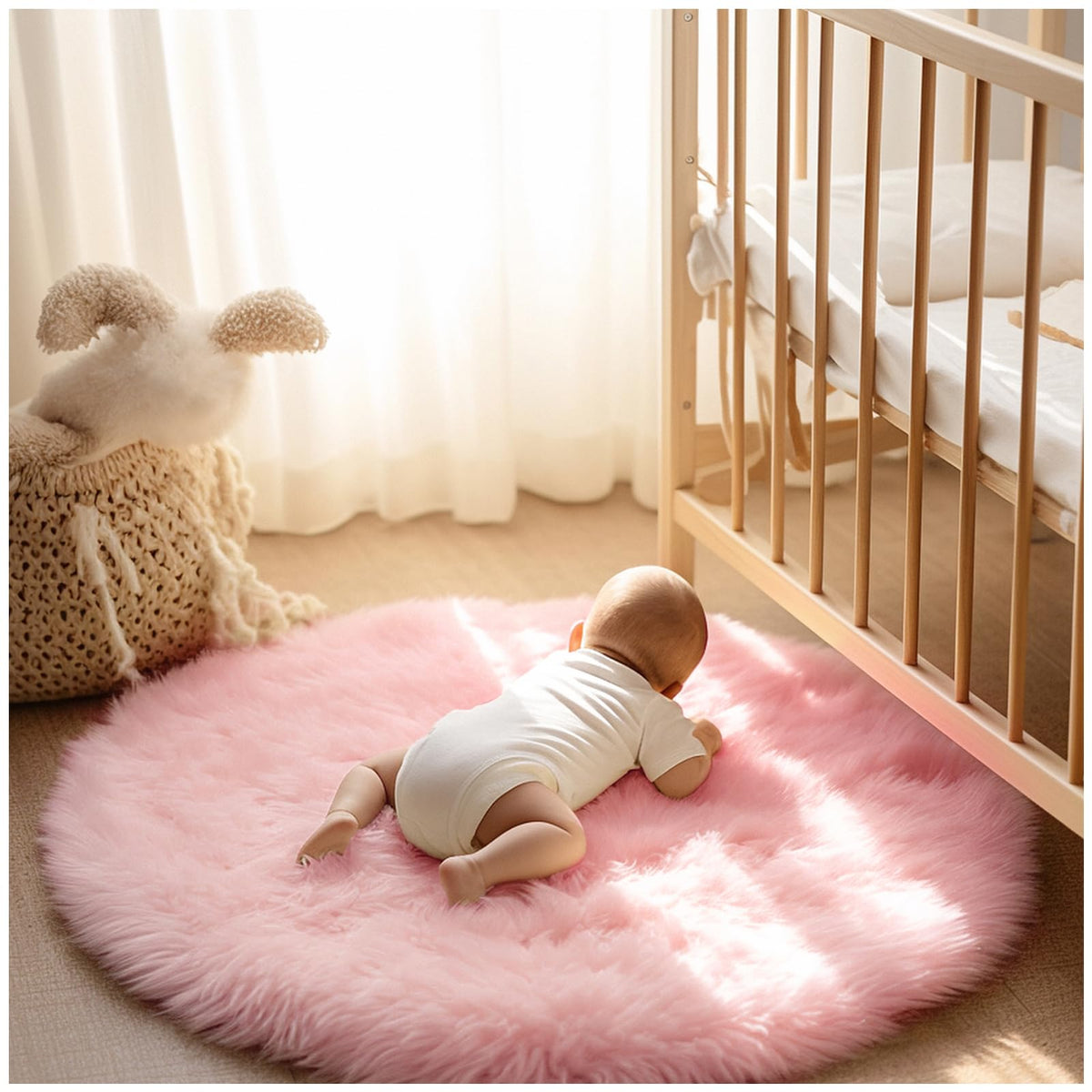 Ashler Faux Fur Rug, White, 2 x 6 Ft, Machine Washable