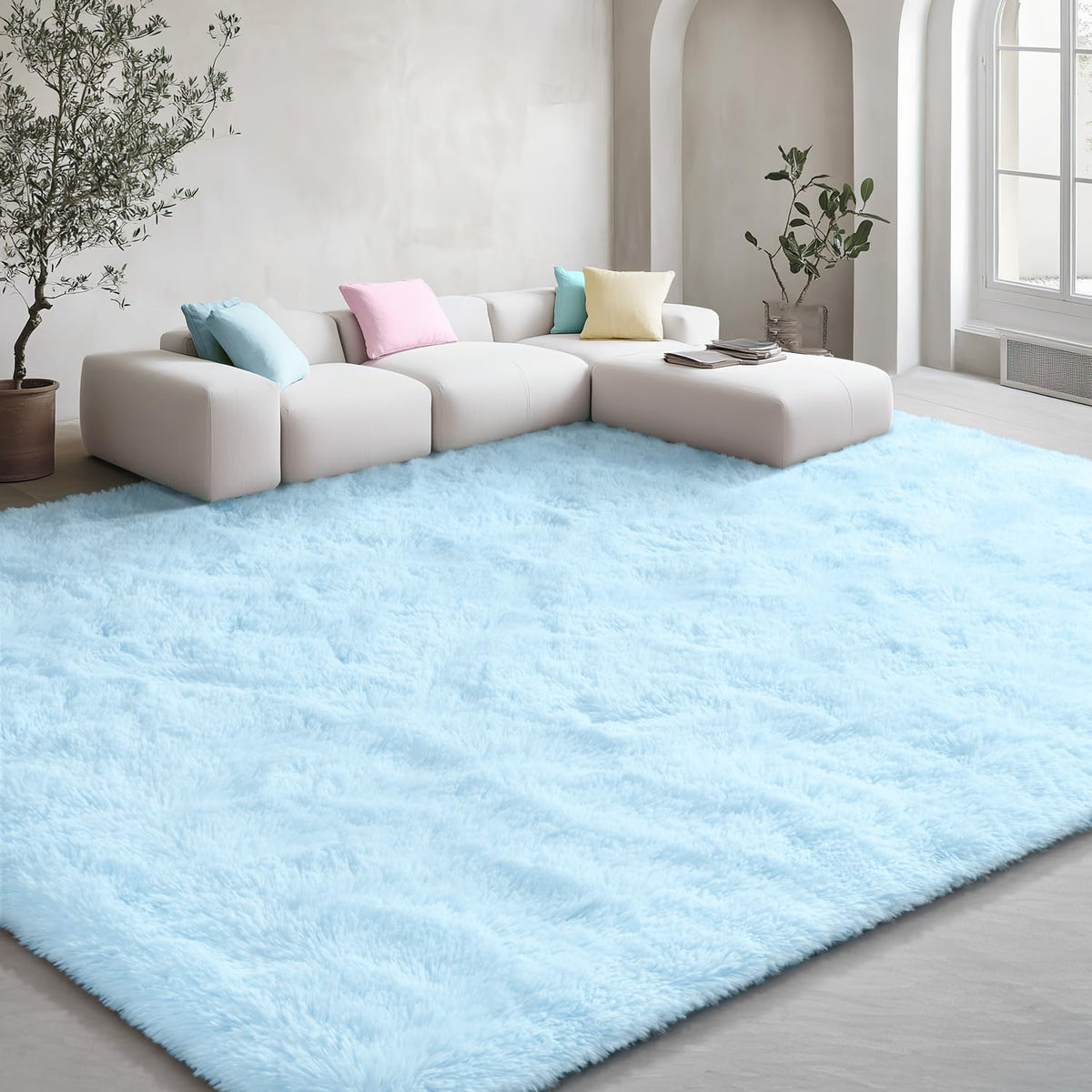 EVOIONOS Pink Round Rug for Bedroom, 4x4 Ft Fluffy Soft Circle Area Rugs for Living Room, Plush Shaggy Circular Carpet for Indoor Floor Bedside Girls Nursery, Machine-Washable Home Decor Aesthetic
