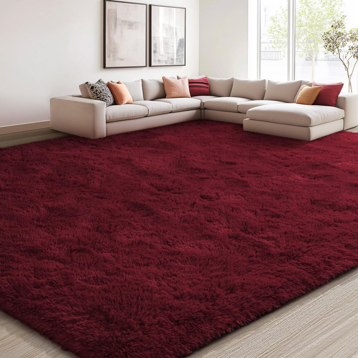 EVOIONOS Pink Round Rug for Bedroom, 4x4 Ft Fluffy Soft Circle Area Rugs for Living Room, Plush Shaggy Circular Carpet for Indoor Floor Bedside Girls Nursery, Machine-Washable Home Decor Aesthetic