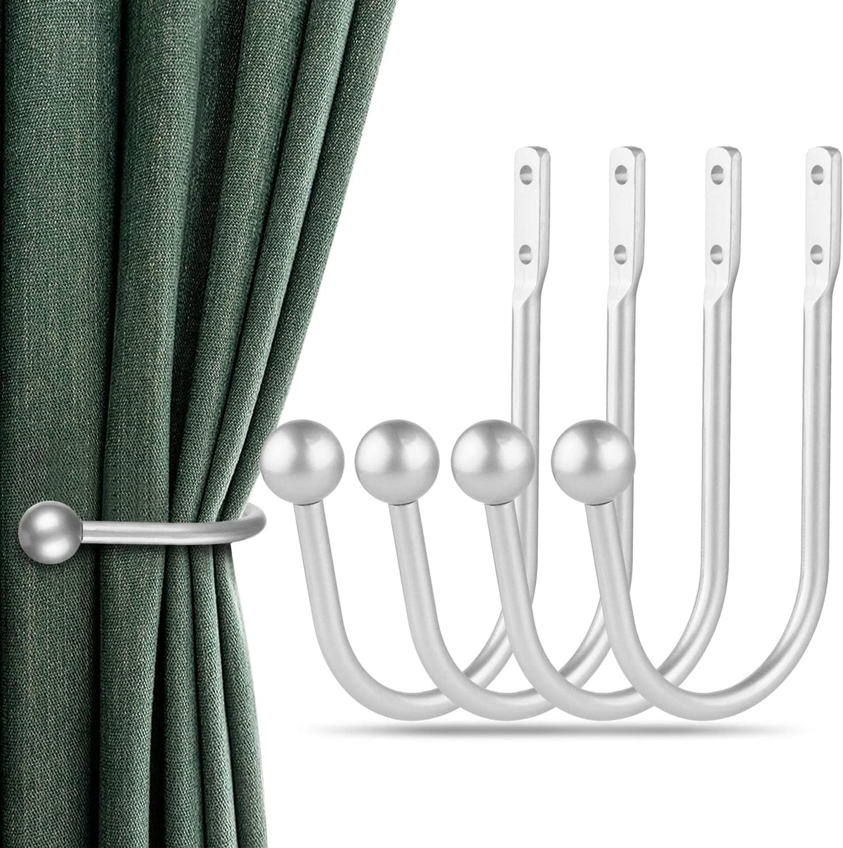Curtain Holdbacks Tiebacks, 4pcs Curtains Holder Hooks for Home Decor