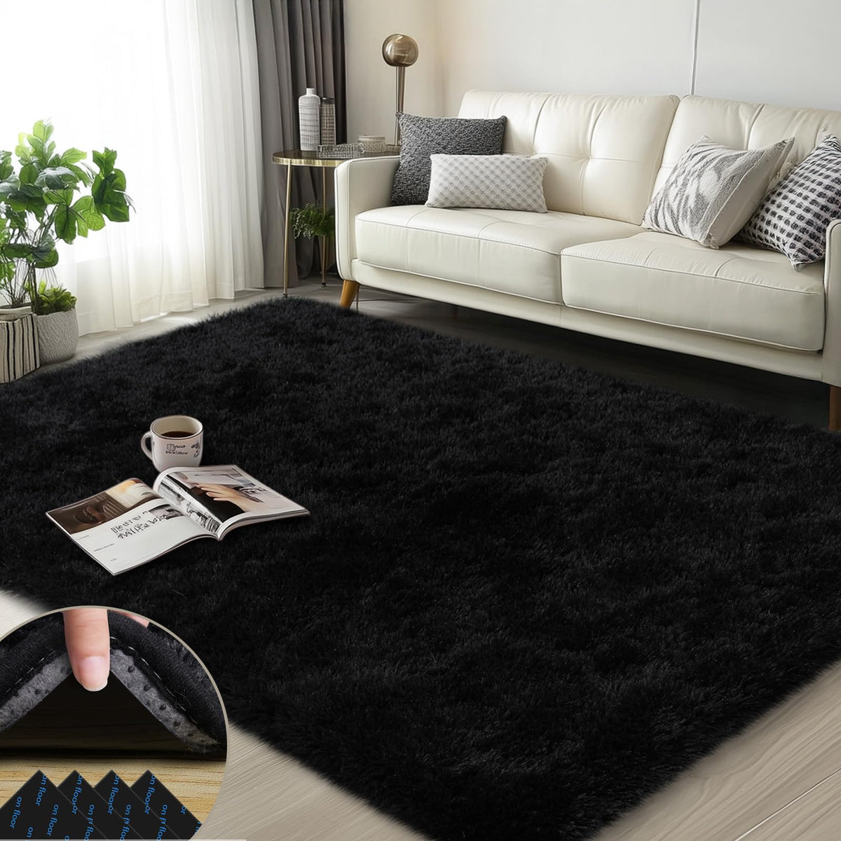 Mugorn Small Soft Shag Rugs for Bedroom, 4x6 Fluffy Area Rugs for Living Room