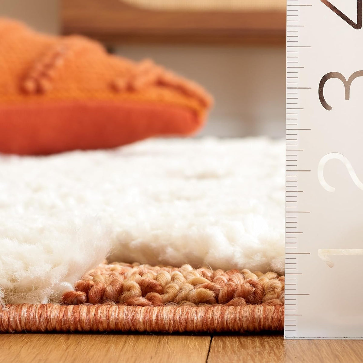 SAFAVIEH Moroccan Tassel Shag Rug 5'3"x7'6", Ivory & Brick Rust MTS688P