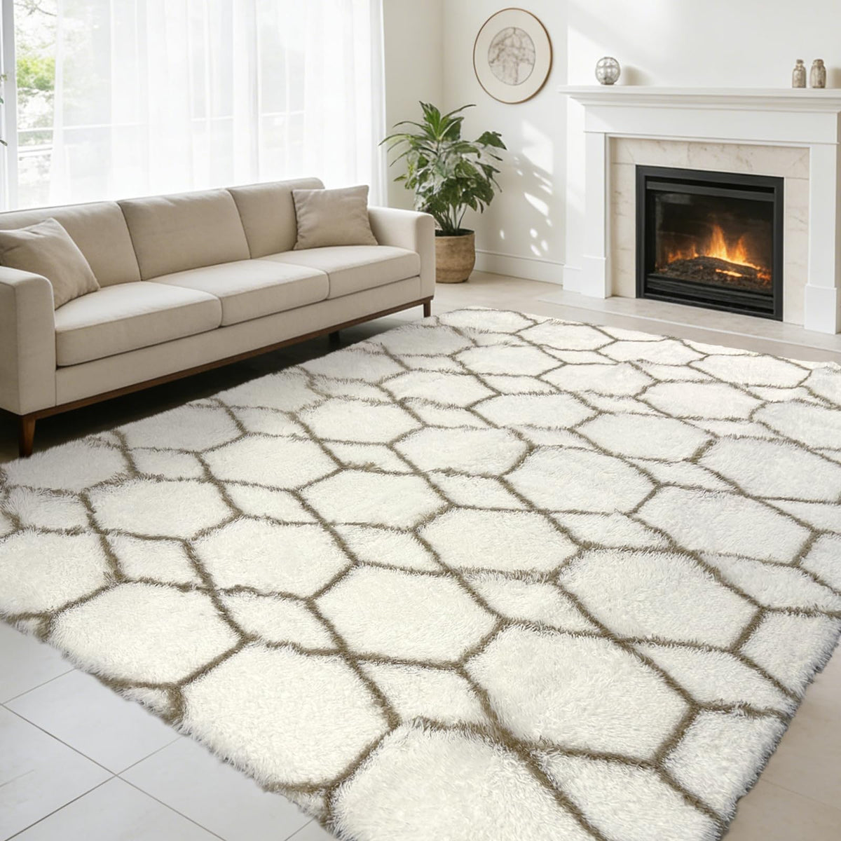 Pink Fluffy Round Area Rugs for Bedroom,3ft Shag Circle Small Area Rugs
