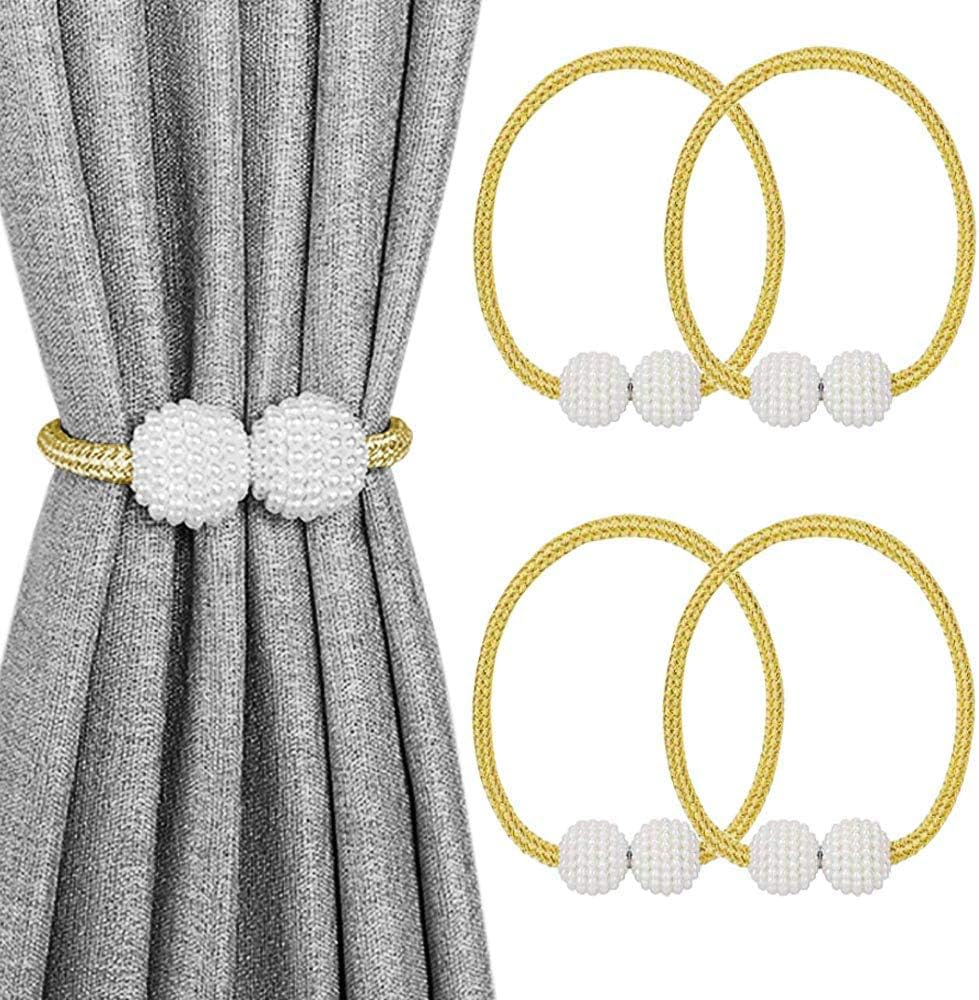 MELALUXE 6 Pack Magnetic Curtain Tiebacks, Decorative Curtain Holdbacks for Window Décor (Grey)
