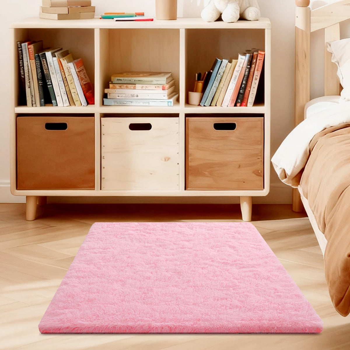 5x7 Large Fluffy Area Rugs for Living Room Bedroom, Light Tan