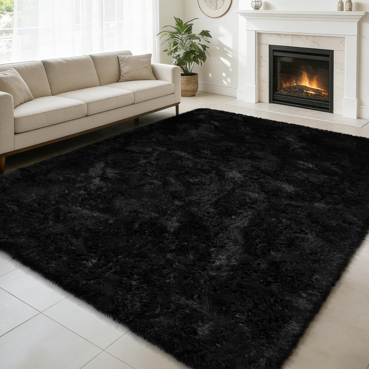 Pink Fluffy Round Area Rugs for Bedroom,3ft Shag Circle Small Area Rugs
