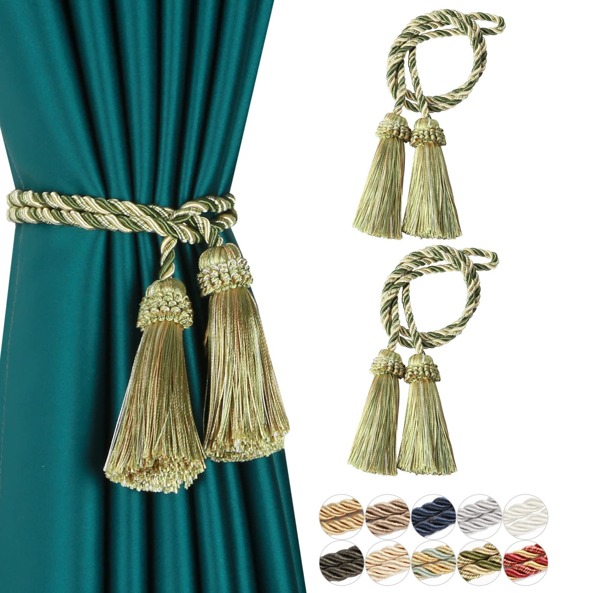 Curtain Tiebacks Handmade Curtain Holdbacks Rope with Tassel