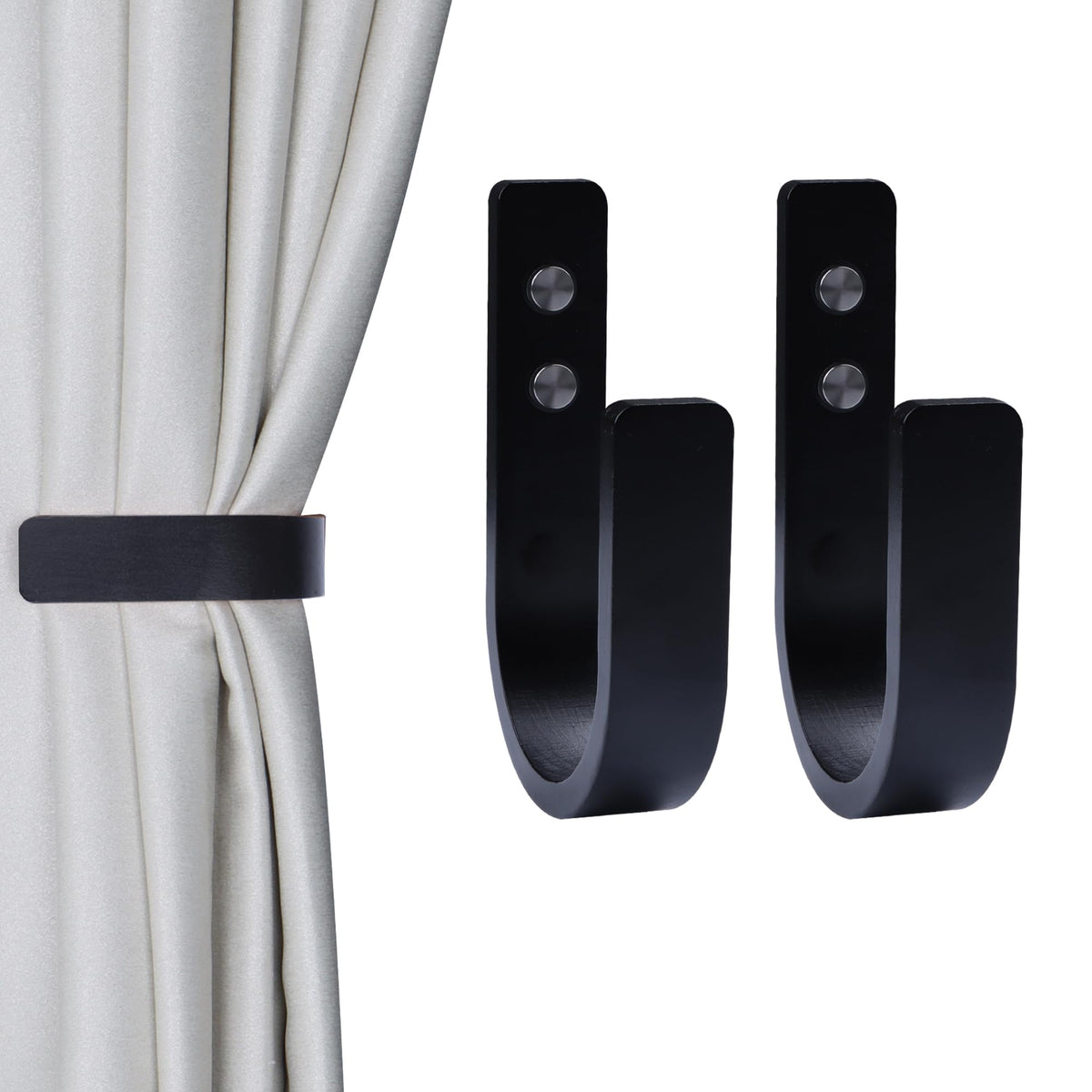 2 Pack Curtain Tiebacks & Holdbacks Wood Curtain Holder, Coffee