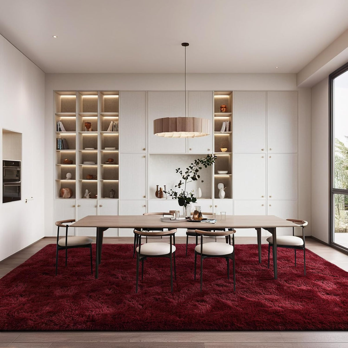 5x7 Plush Burgundy Red Area Rug