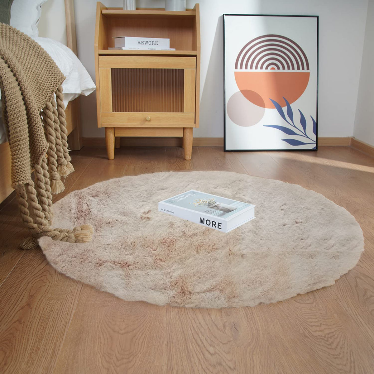 Ghouse White 8x10 Area Rug Fluffy Faux Rabbit Fur Rug White Plush Shag Rug for Living Room Bedroom, Playing Room, Nursery Room