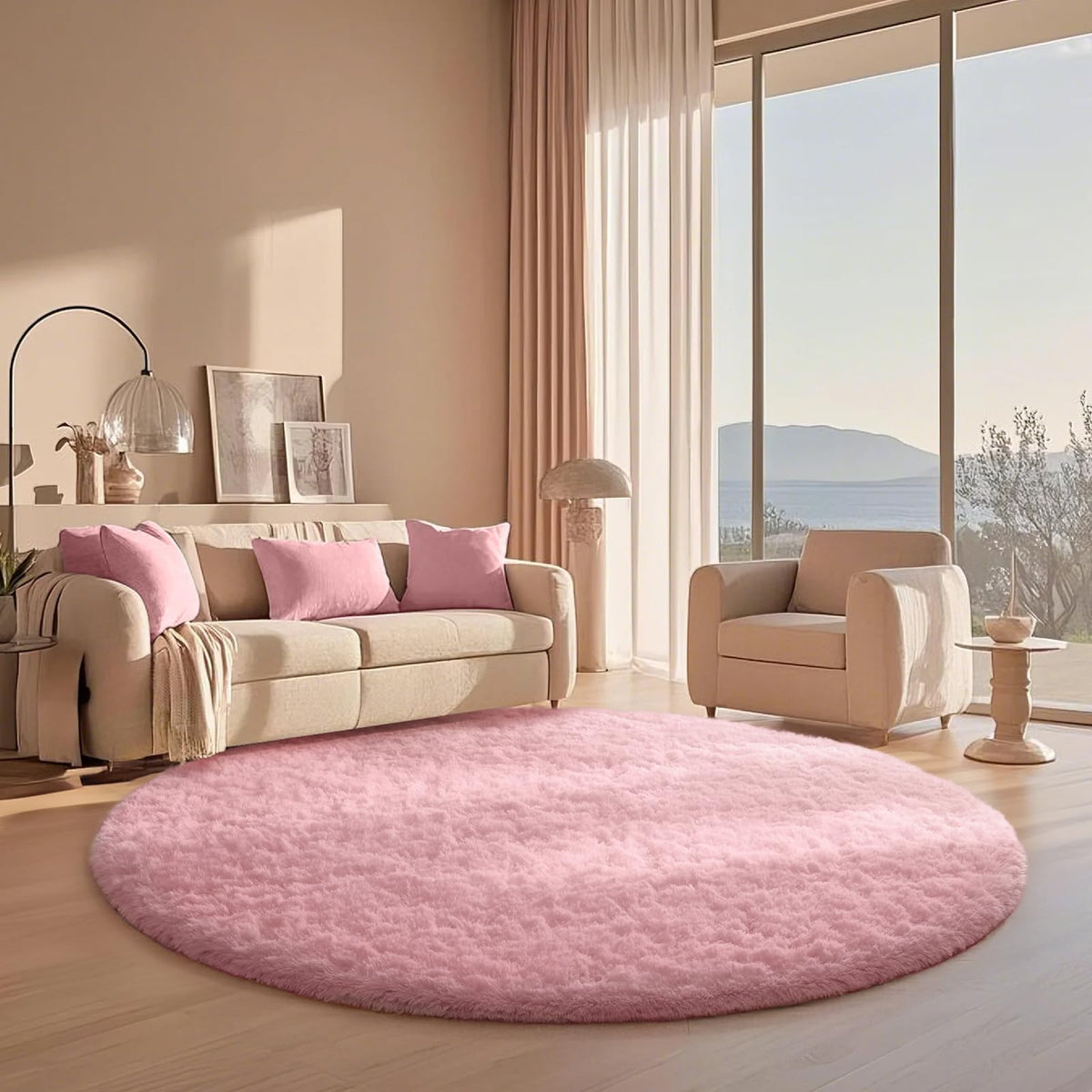 Ophanie 8x10 Area Rugs for Living Room, Washable Non-Slip Fluffy Soft Large Shag Bedroom Carpet, Ivory Big Indoor Nursery Rug, Carpets for Boy and Girls Room Dorm Decor with Over 99 pcs Pile fibers