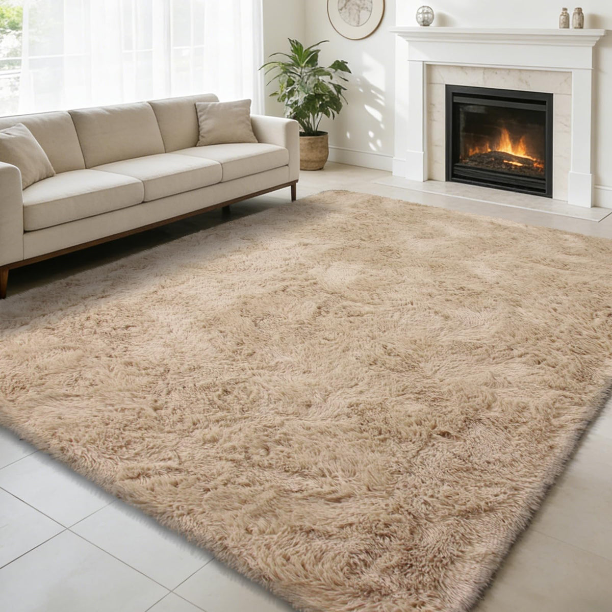 8x10 Fluffy Area Rugs for Living Room,Geometric Shag Area Rug for Bedroom