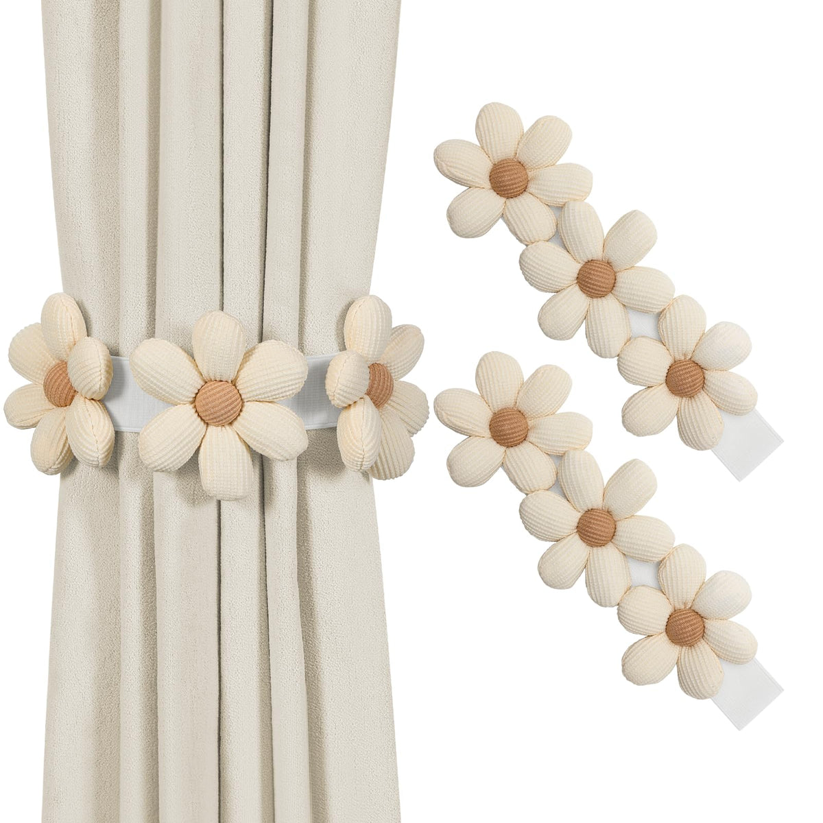 KLOGTSIND Flower Curtain Tiebacks, Decorative Curtain Holdbacks No Drill