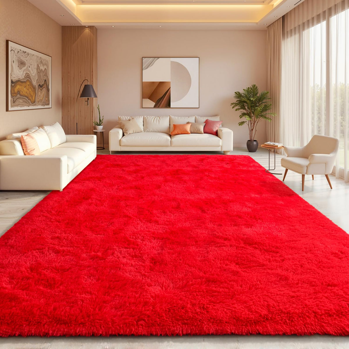 EVOIONOS Pink Round Rug for Bedroom, 4x4 Ft Fluffy Soft Circle Area Rugs for Living Room, Plush Shaggy Circular Carpet for Indoor Floor Bedside Girls Nursery, Machine-Washable Home Decor Aesthetic