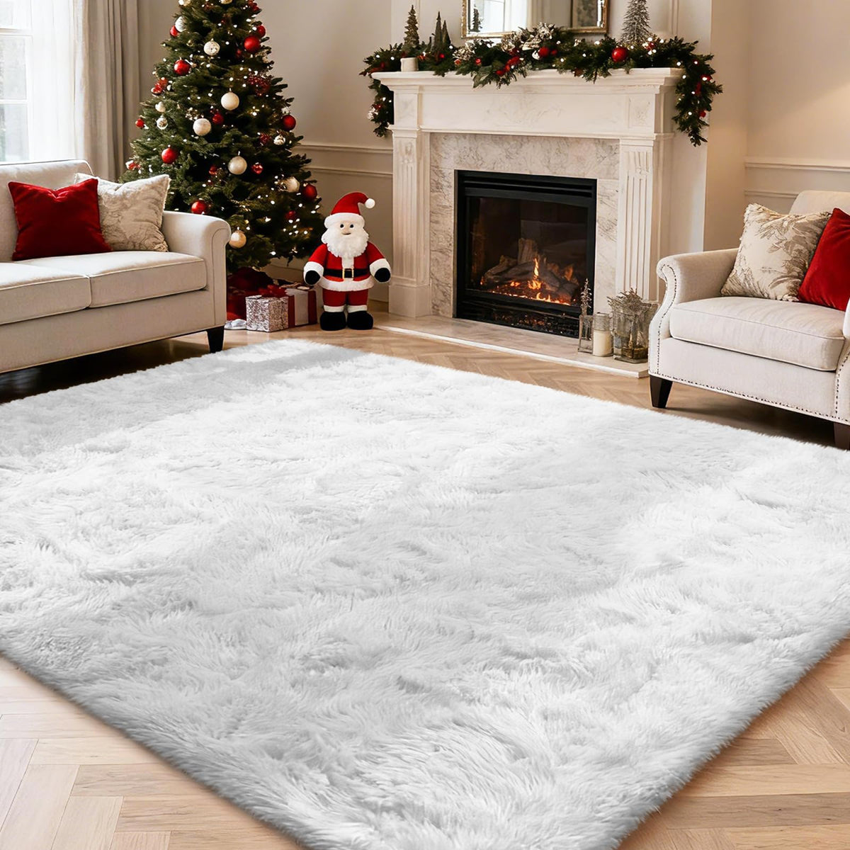 Pink Fluffy Round Area Rugs for Bedroom,3ft Shag Circle Small Area Rugs