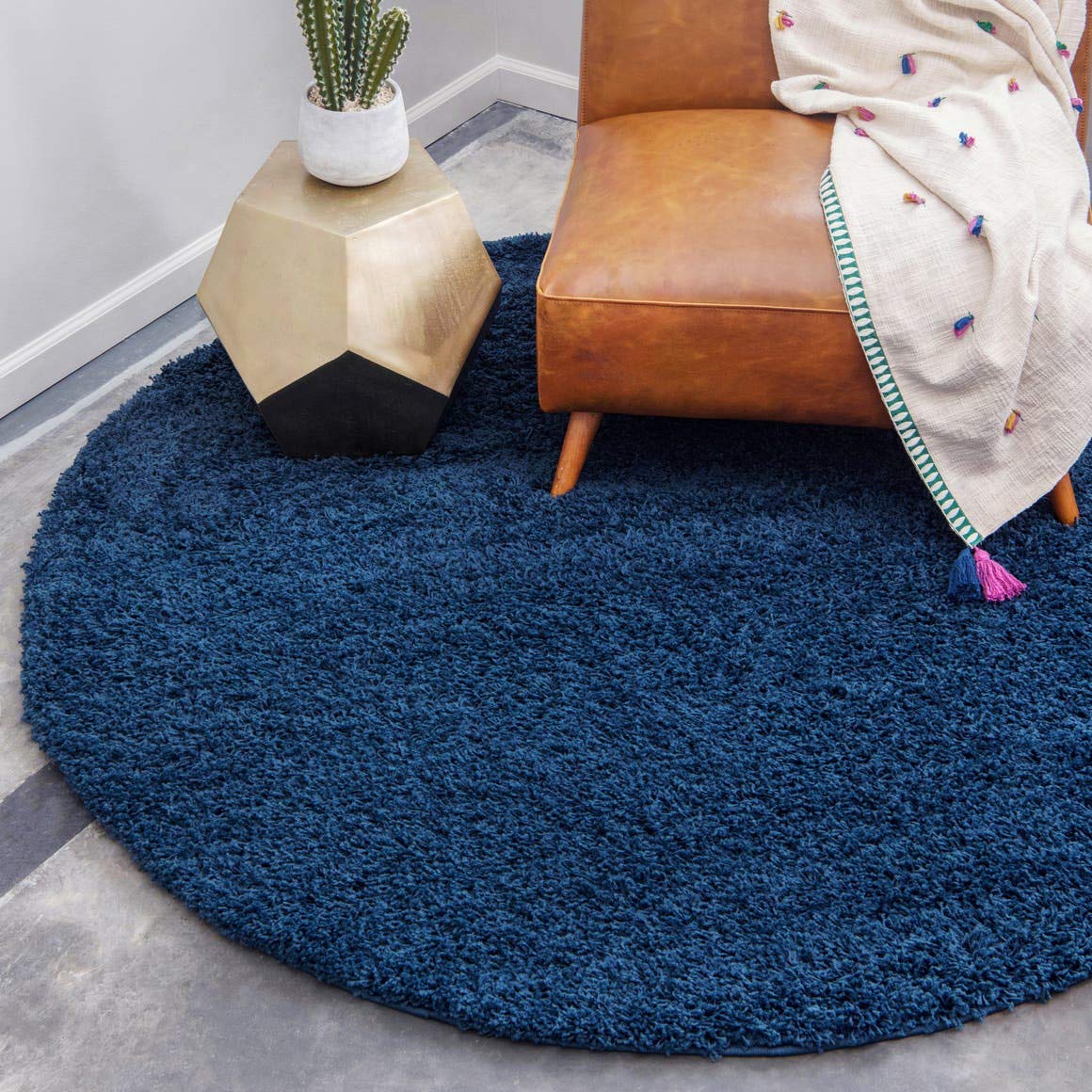 Unique Loom Solid Shag Collection Area Rug (8' x 10' Rectangle, Sandy Brown)