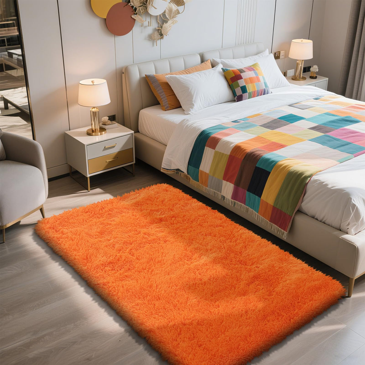 8x10 Fluffy Area Rugs for Living Room,Geometric Shag Area Rug for Bedroom