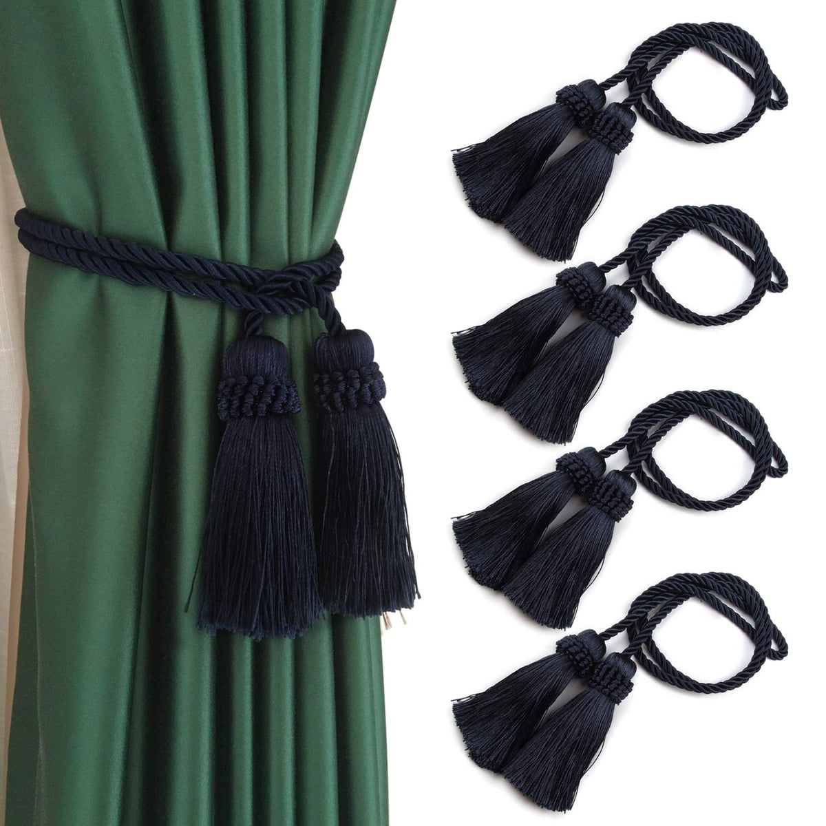 Curtain Tiebacks Handmade Curtain Holdbacks Rope with Tassel