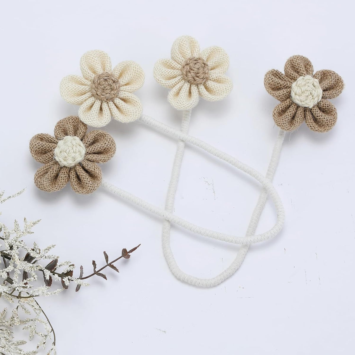 KLOGTSIND Flower Curtain Tiebacks, Decorative Curtain Holdbacks No Drill