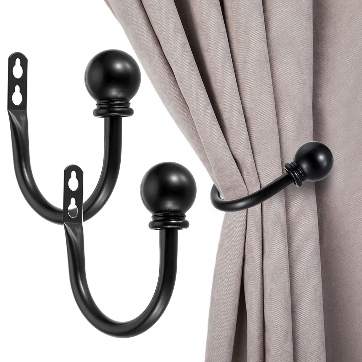 Sumnacon Curtain Holdbacks 2 Pcs Wall Mounted Curtain Tiebacks,White