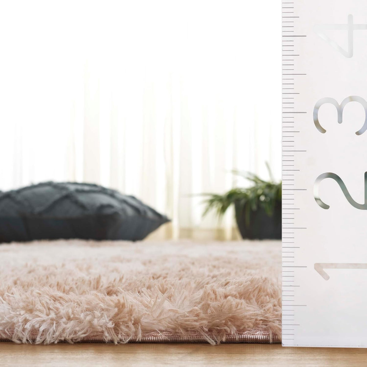 SAFAVIEH Rainbow Shag Collection Area Rug - 8' x 10', Light Beige, Slip Resistant, Non-Shedding & Easy Care, 1.6-inch Thick, Ideal for Living Room, Bedroom, Home Office, Dining Space (RBO100A-8)