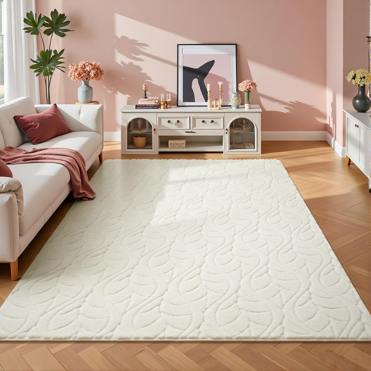 5x7 Black Fluffy Shag Area Rug for Living Room Bedroom