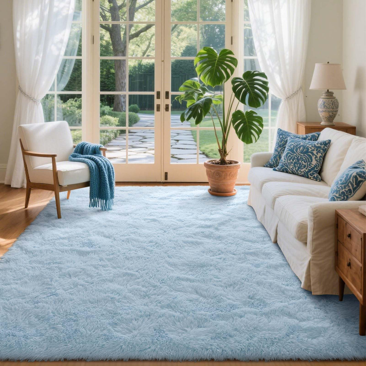 8x10 Ft Extra Large Shag Rugs for Living Room, Tie Dyed Ultra Soft Fluffy Furry Area Rugs for Bedroom Indoor Floor, Aesthetic Carpet for Kids Home Decor (Dark Grey)