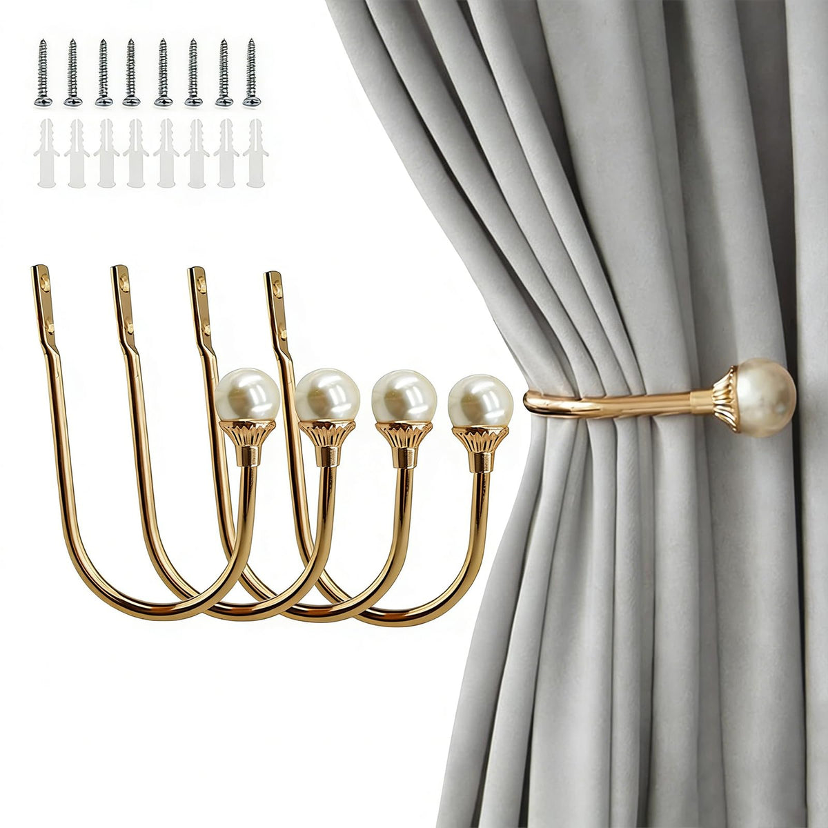 COCIVIVRE 2 Pack Curtain Holdbacks Wall Mounted Curtain Tiebacks Hooks